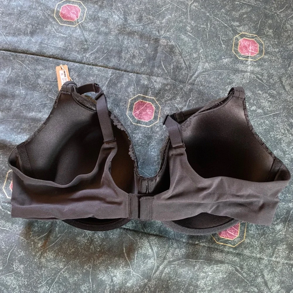 SKIMS Fits Everybody Lace T-shirt Bra Onyx Black 42B BA-TSH-4668 Lingerie NEW